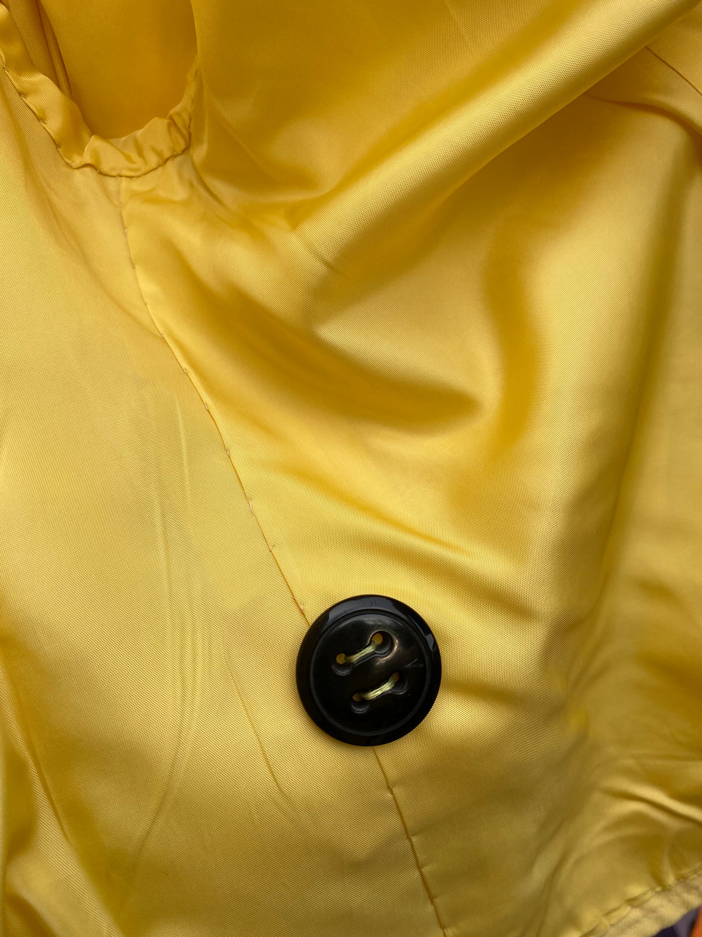 Vintage yellow 60s dress jacket suit black buttons two piece scallop detail handmade no label size 16