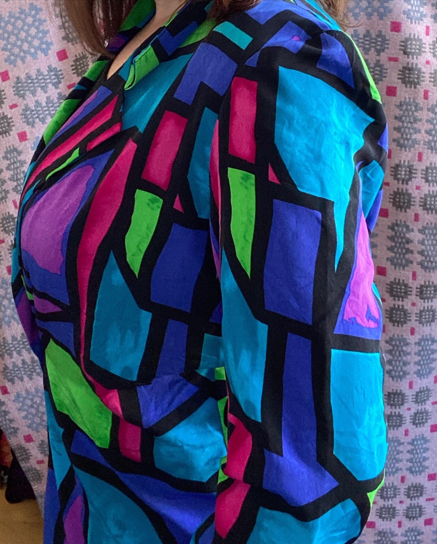 Vintage Funky 80s Claudia Sloan multi coloured short jacket size 16
