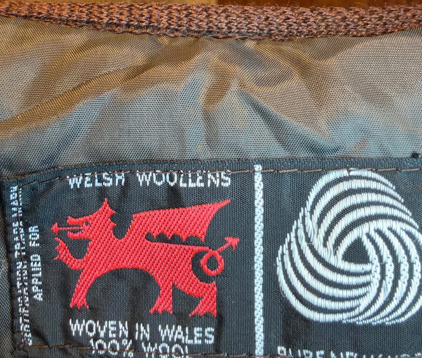 Vintage 60s Welsh wool tapestry waistcoat light brown beige biscuit size 12