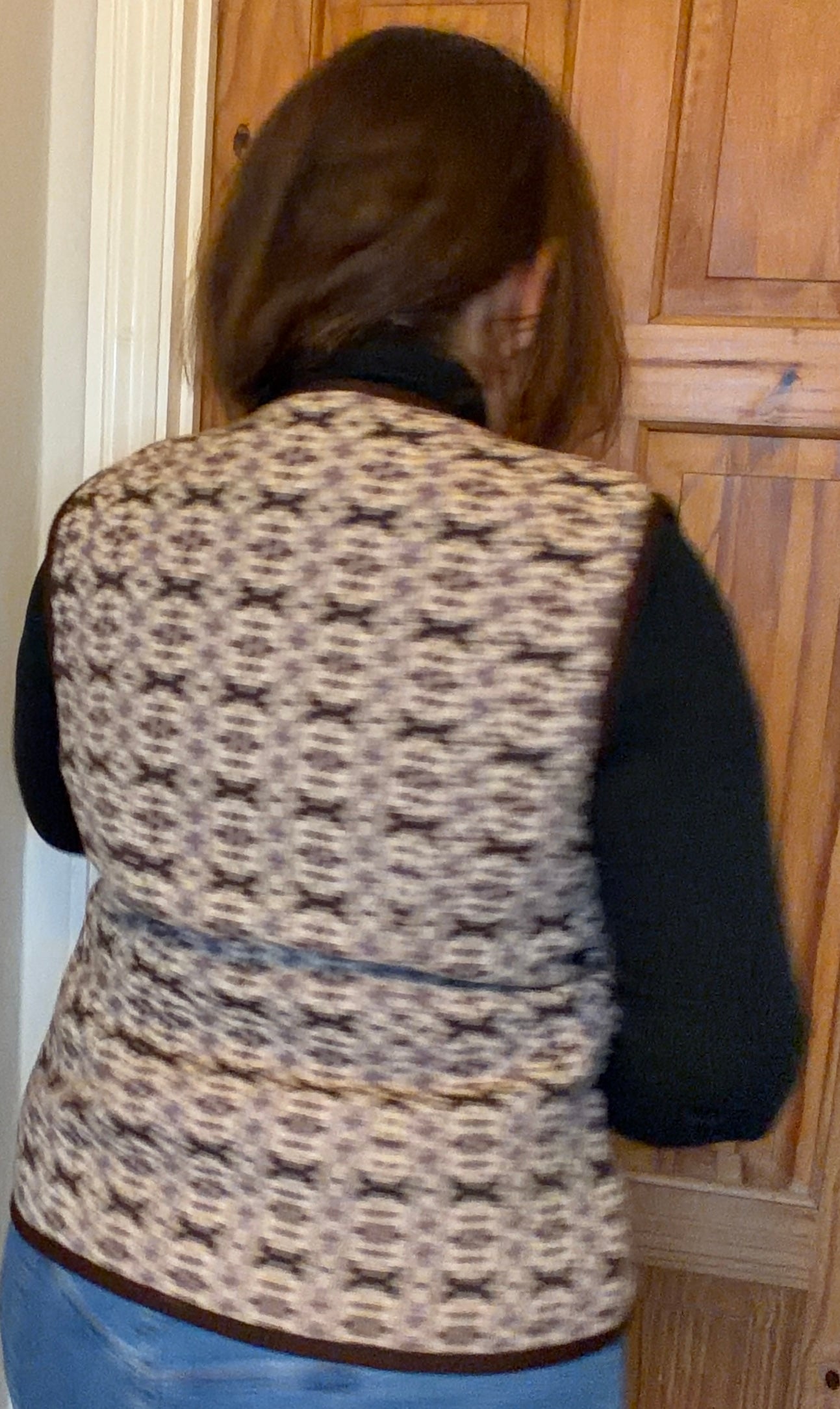 Vintage 60s Welsh wool tapestry waistcoat light brown beige biscuit size 12