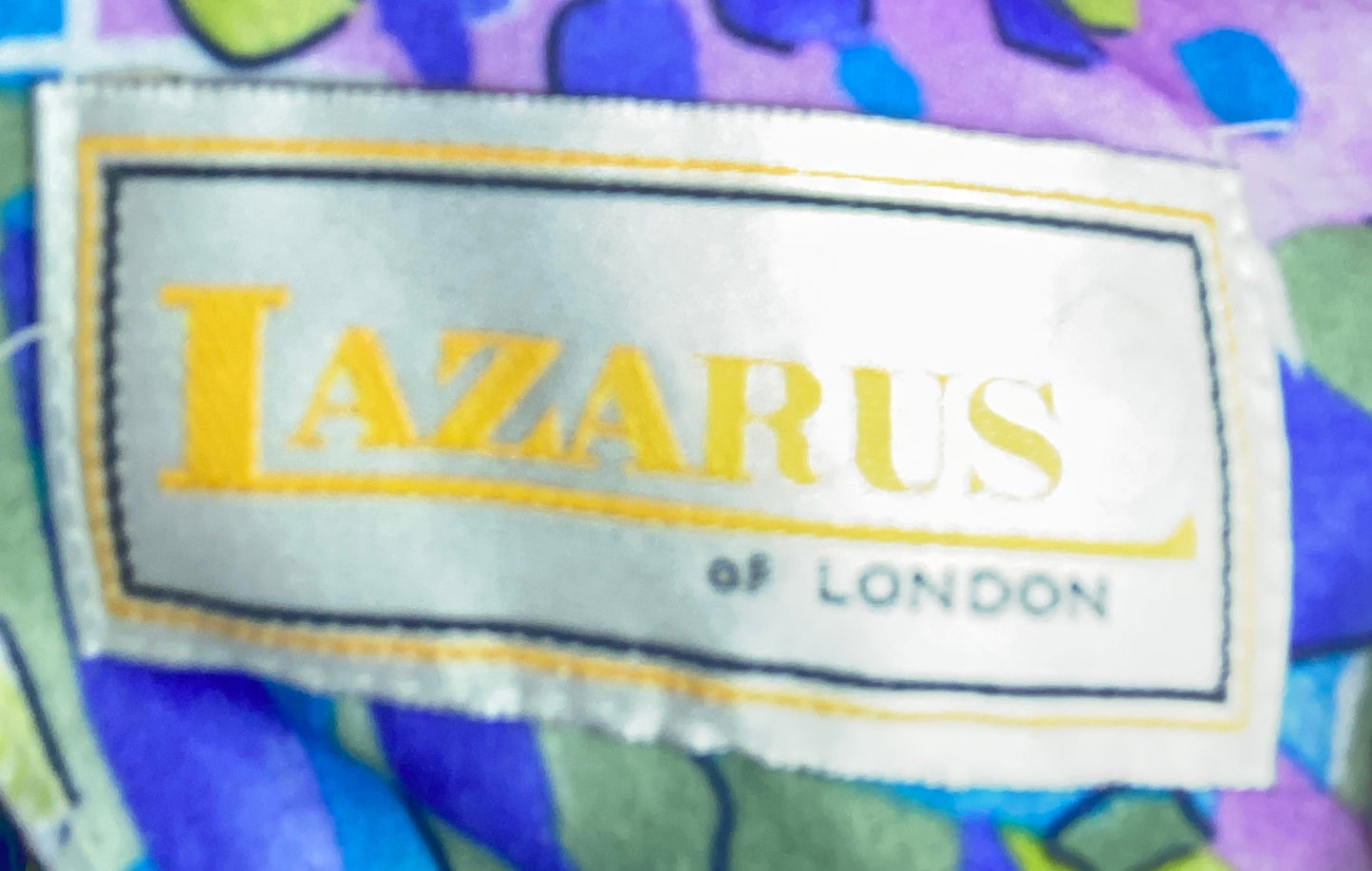 Vintage 80s funky print colourful polyester blue purple pleats dress by Lazarus of London with belt size 18 20