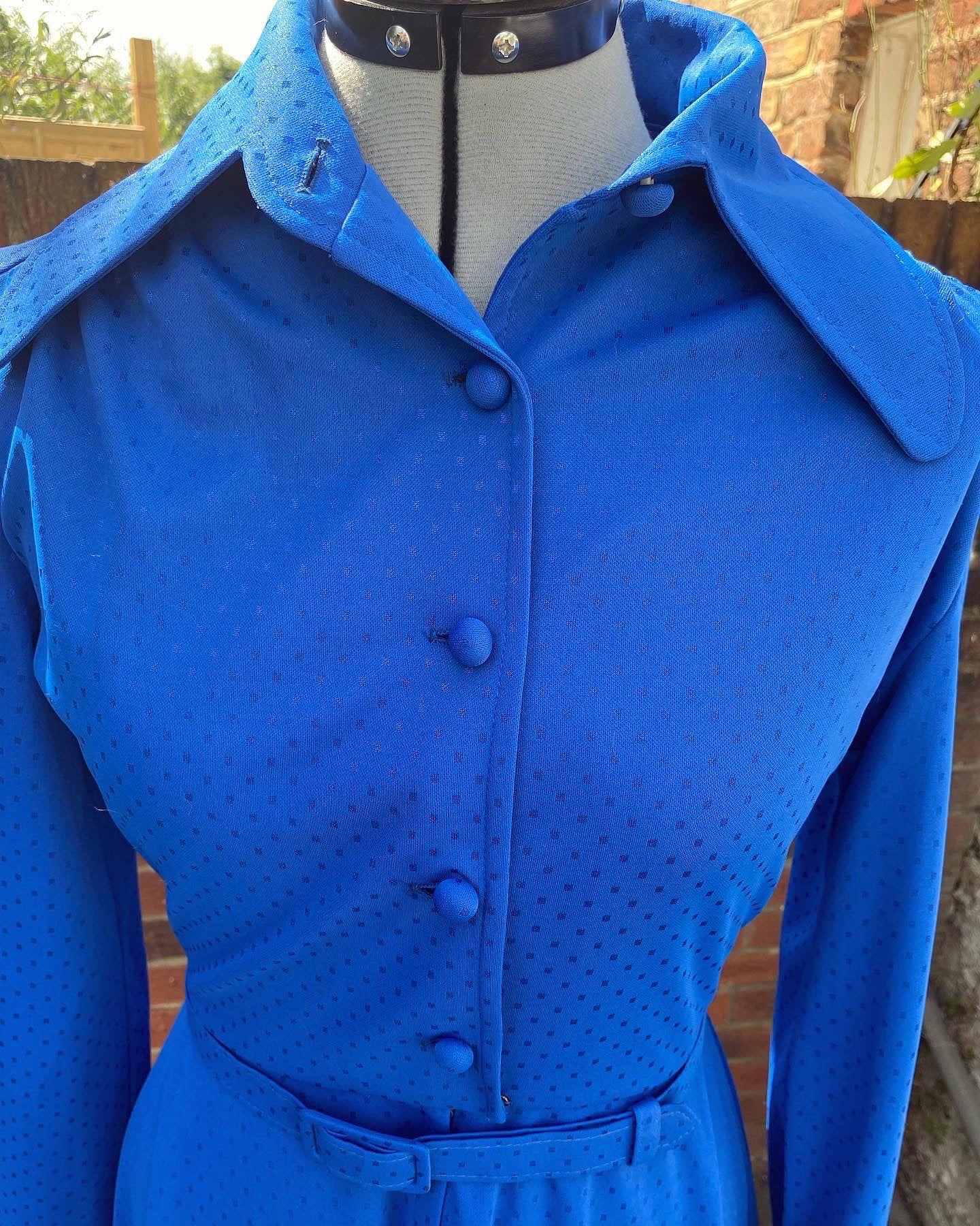 Vintage 70s beagle collar royal blue shirt dress by Winchester size 10 12